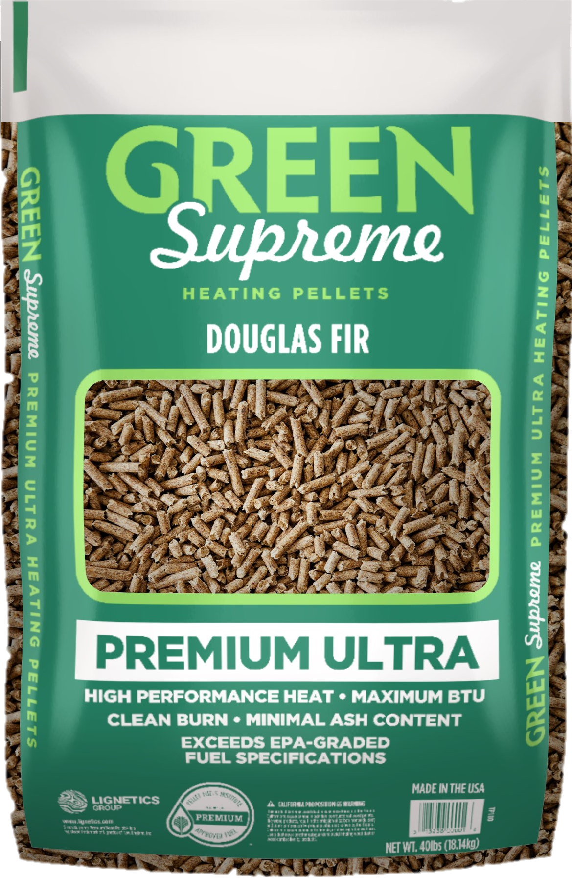 Green Supreme Premium Ultra Heating Wood Fuel Pellets - 40 lbs.